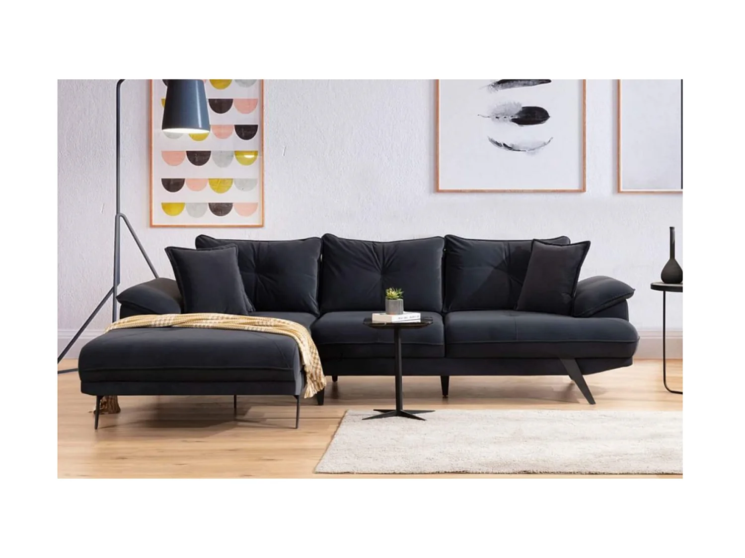 Divano d'angolo Larin L/rivestimento in tessut/Antracite