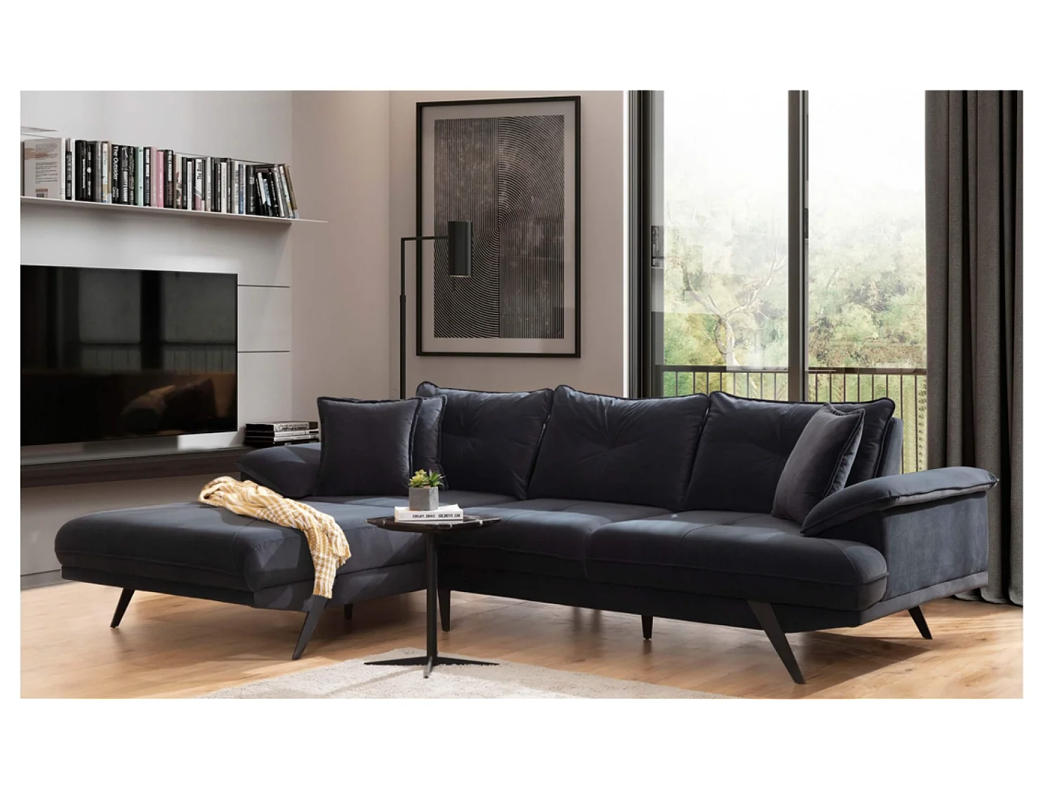 Divano d'angolo Larin L/rivestimento in tessut/Antracite