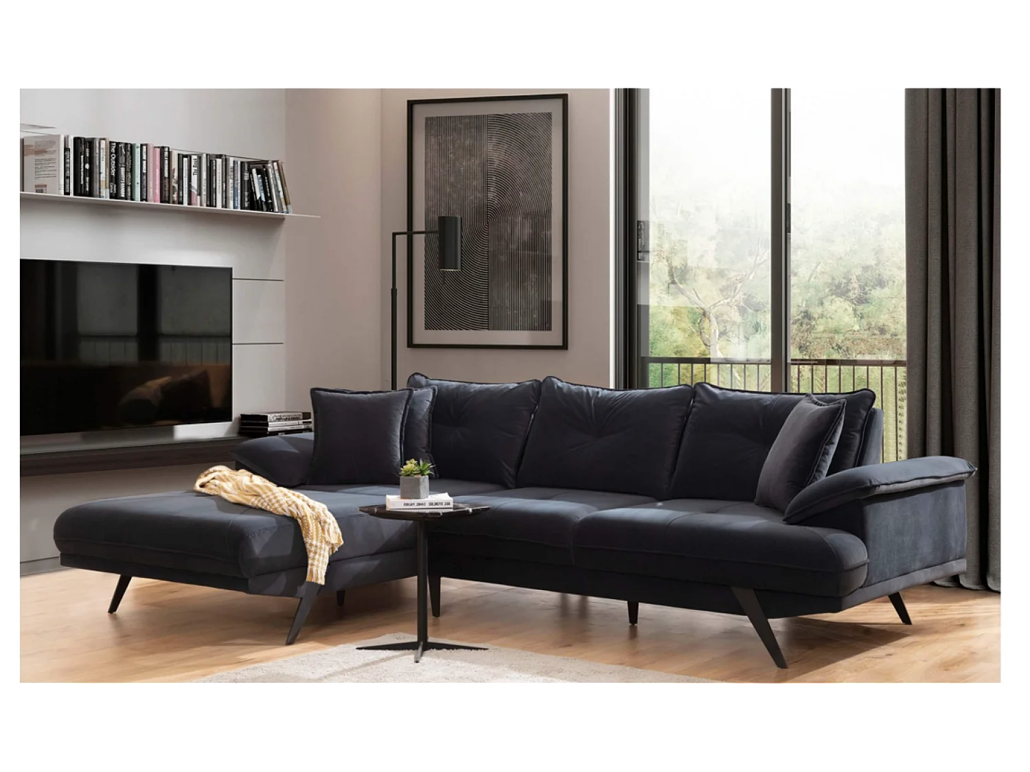 Ecksofa Larin L/Stoffbezug/Anthrazit