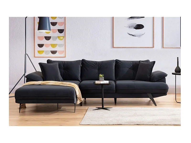 Ecksofa Larin L/Stoffbezug/Anthrazit