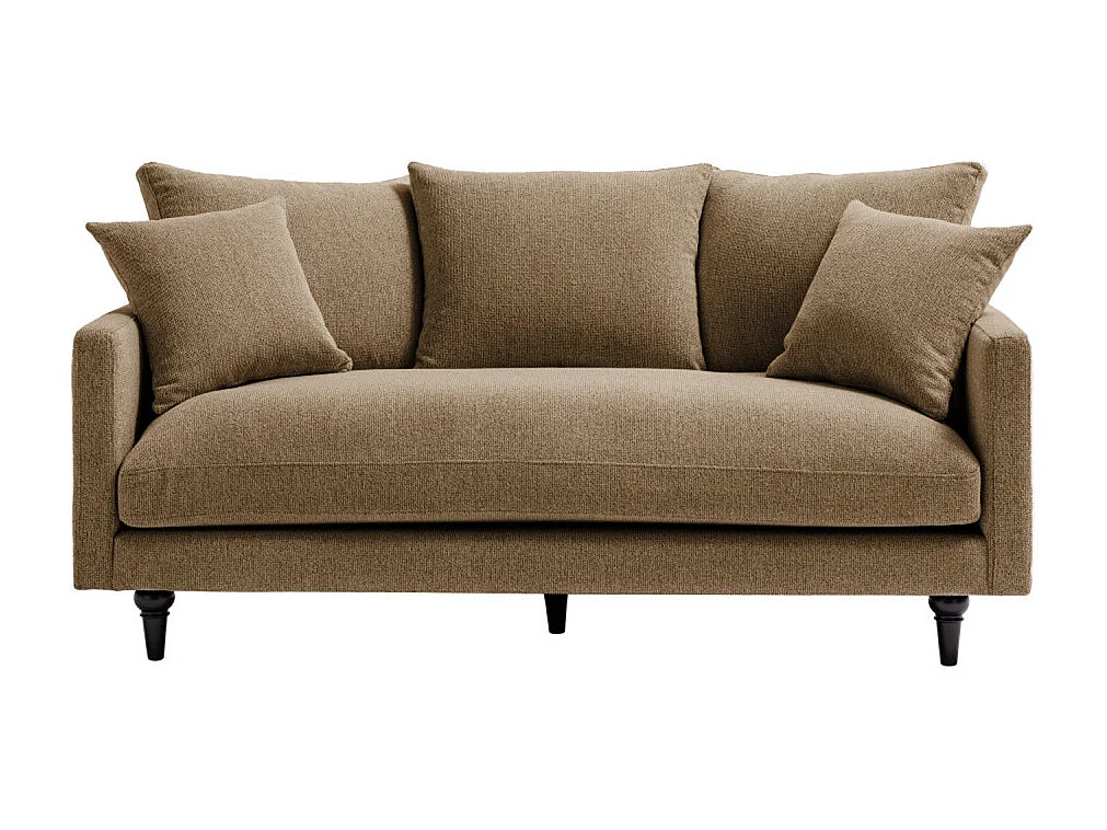 Villabon - Canapé 3 places en tissu pieds tournés - Caramel chiné