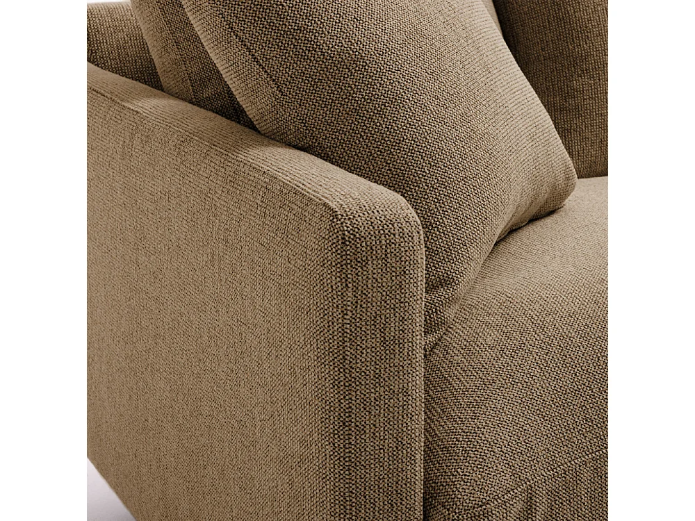 Villabon - Canapé 3 places en tissu pieds tournés - Caramel chiné