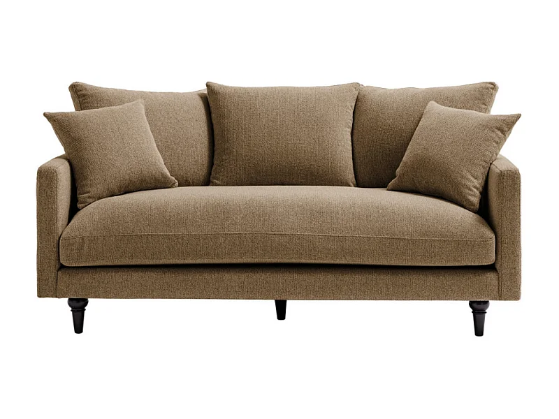 Villabon - Canapé 3 places en tissu pieds tournés - Caramel chiné