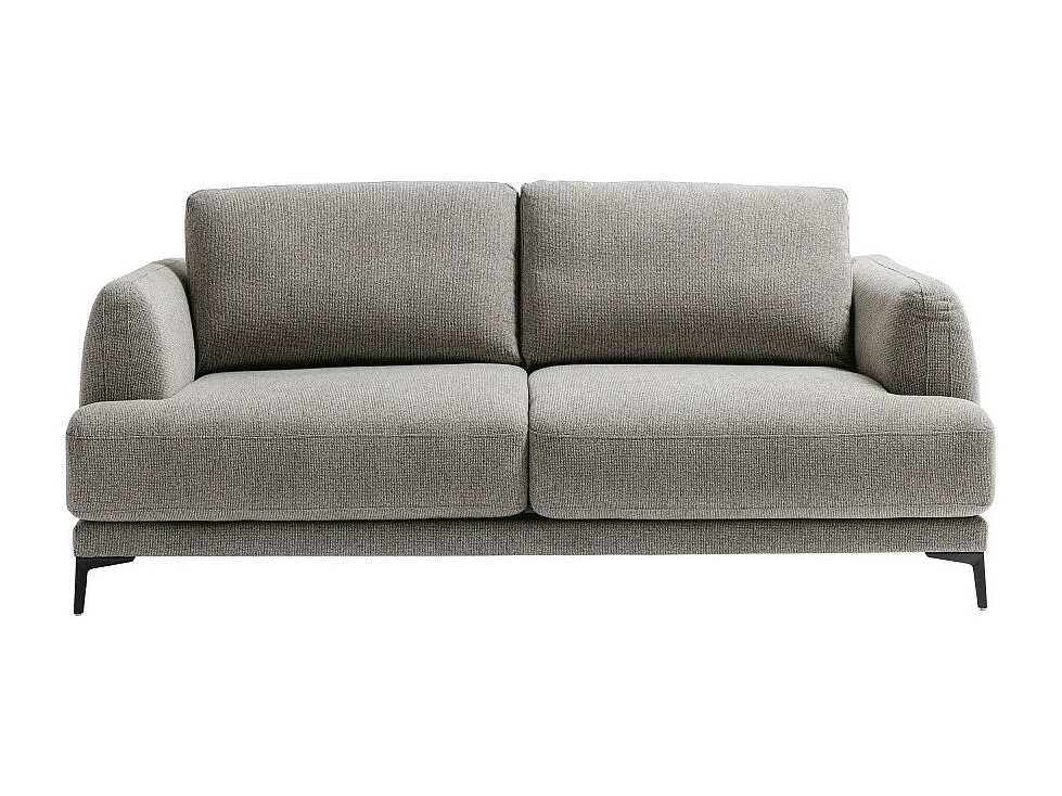 Kinna - Canapé droit 3 places en tissu et pieds en métal - Gris chiné