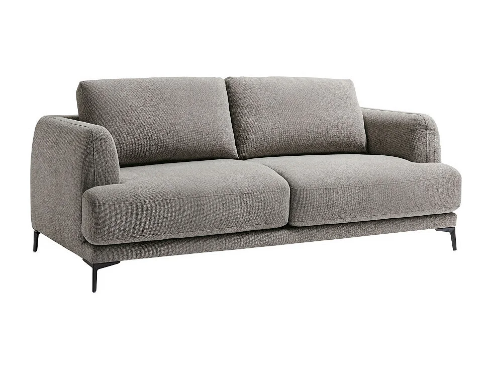 Kinna - Canapé droit 3 places en tissu et pieds en métal - Gris chiné