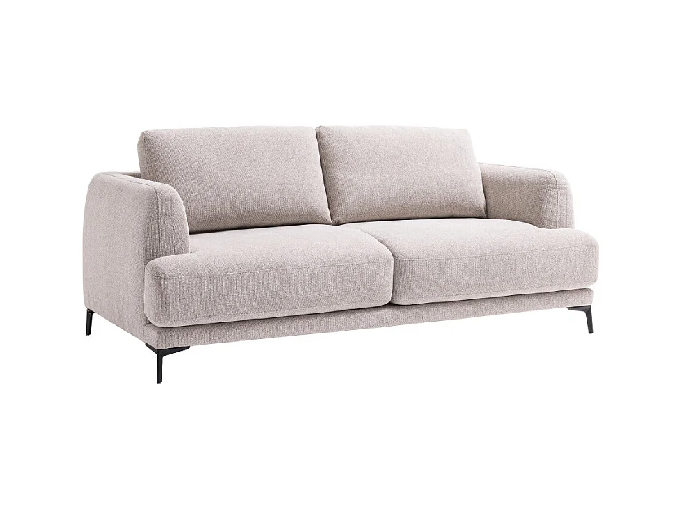 Kinna - Canapé droit 3 places en tissu et pieds en métal - Naturel chiné