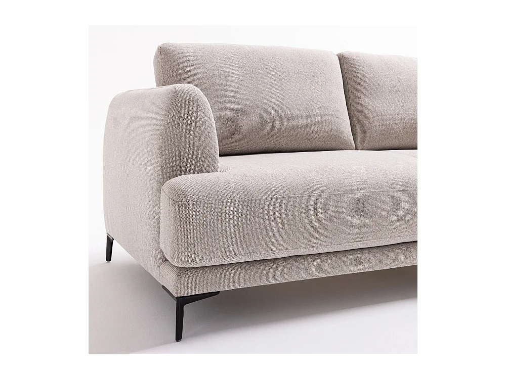 Kinna - Canapé droit 3 places en tissu et pieds en métal - Naturel chiné