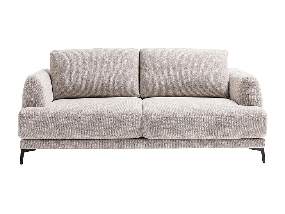 Kinna - Canapé droit 3 places en tissu et pieds en métal - Naturel chiné