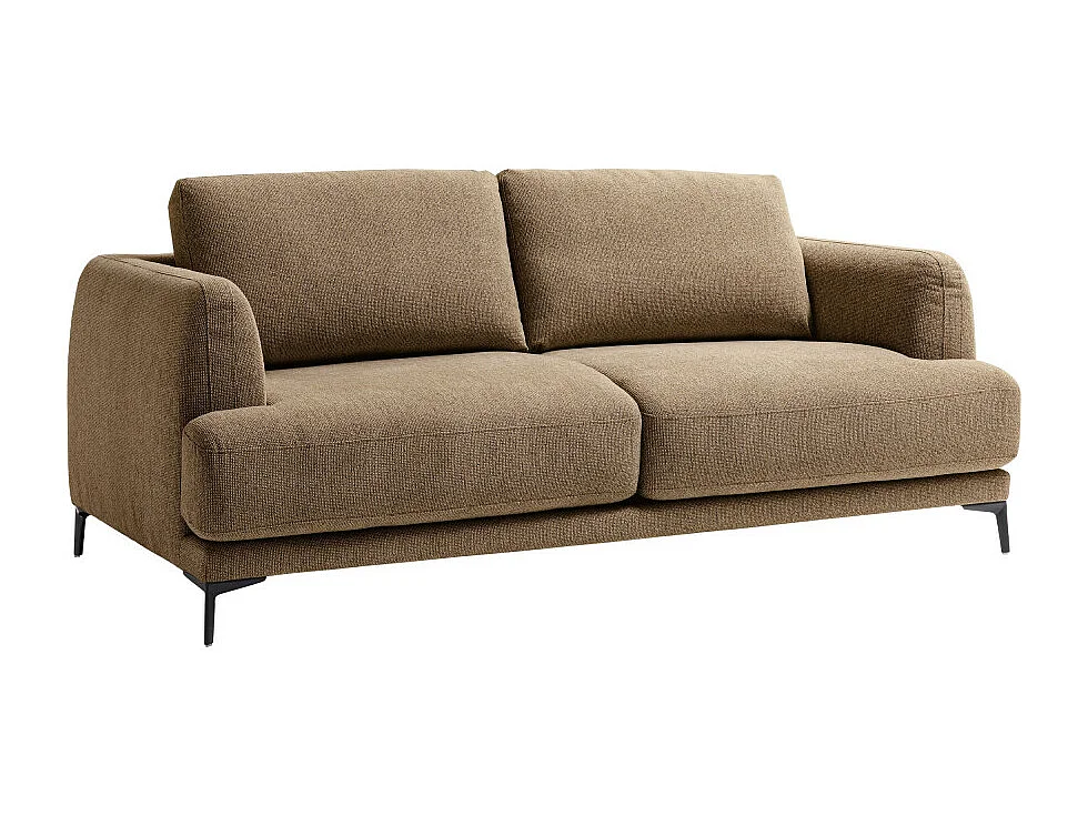 Kinna - Canapé droit 3 places en tissu et pieds en métal - Caramel chiné