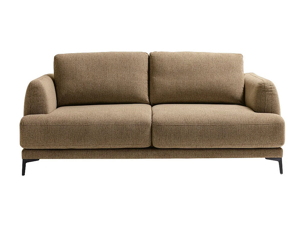 Kinna - Canapé droit 3 places en tissu et pieds en métal - Caramel chiné