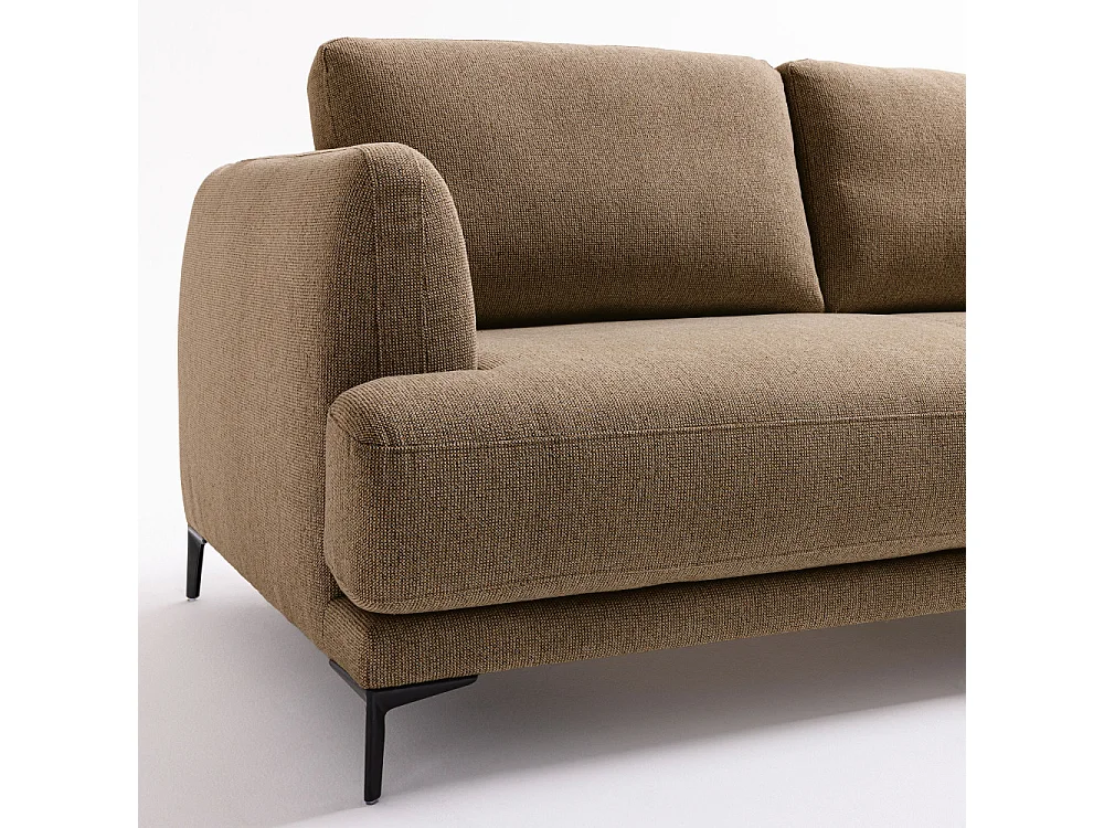 Kinna - Canapé droit 3 places en tissu et pieds en métal - Caramel chiné