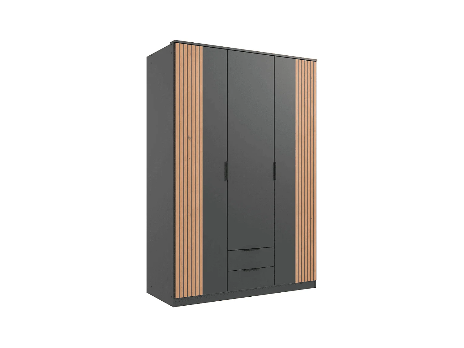 Armoire 3 portes battantes et 2 tiroirs L135 cm - LUEBECK