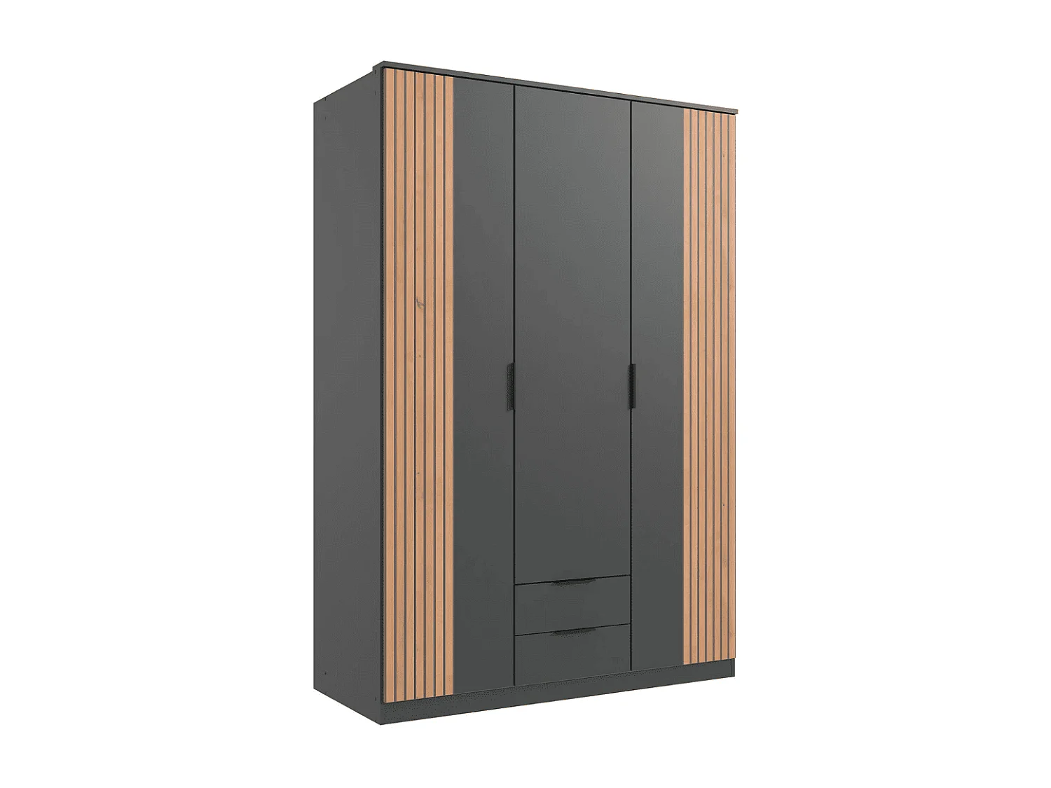 Armoire 3 portes battantes et 2 tiroirs L135 cm - LUEBECK