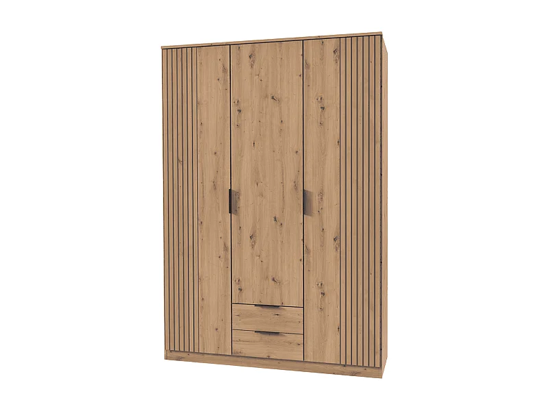 Schrank 3 Drehtüren und 2 Schubladen L135 cm - LUEBECK