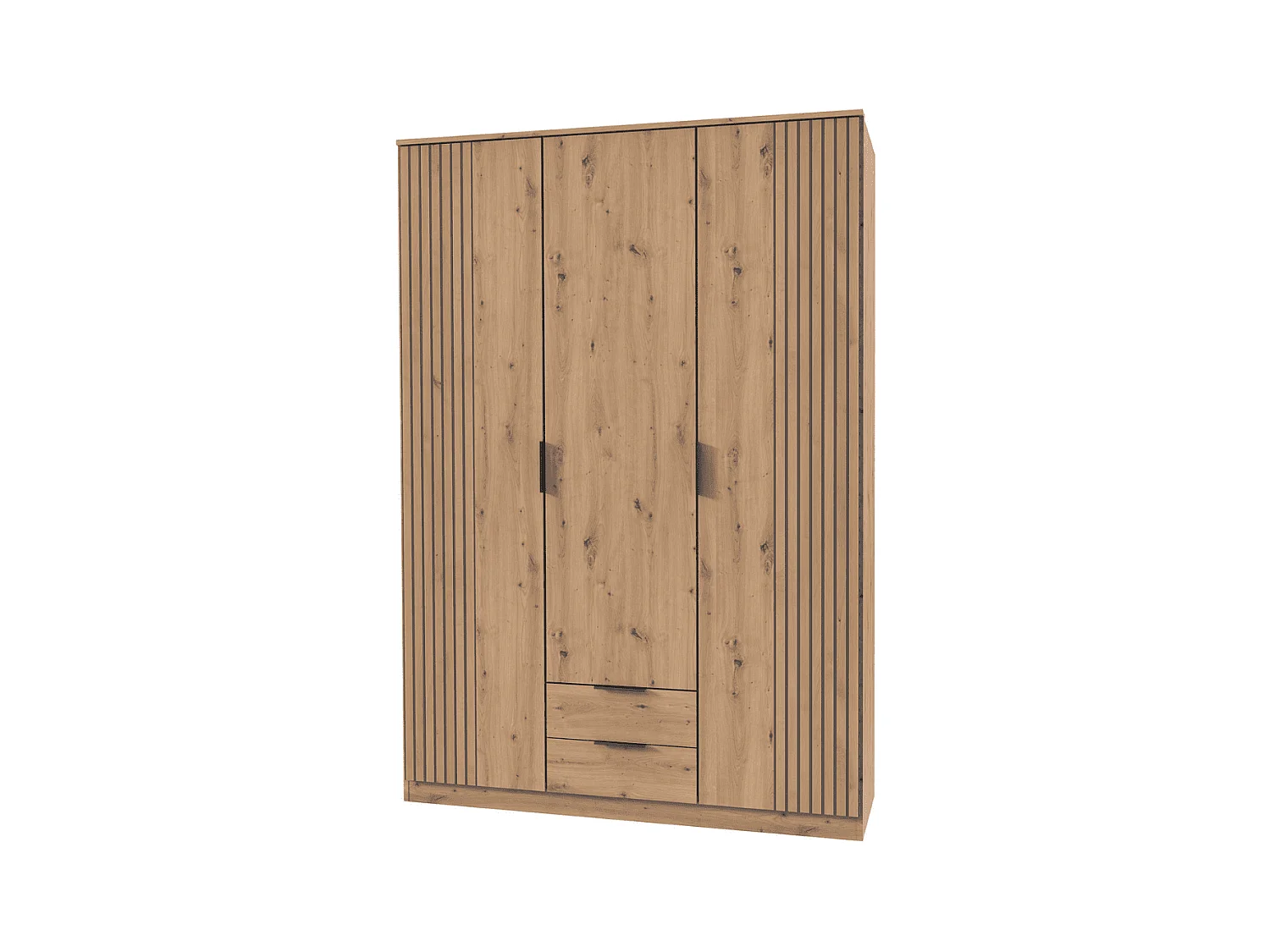 Schrank 3 Drehtüren und 2 Schubladen L135 cm - LUEBECK
