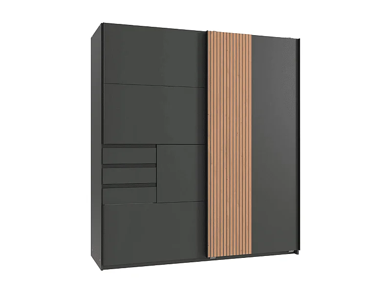 Armoire 2 portes coulissantes avec 3 tiroirs L180 cm - COBURG