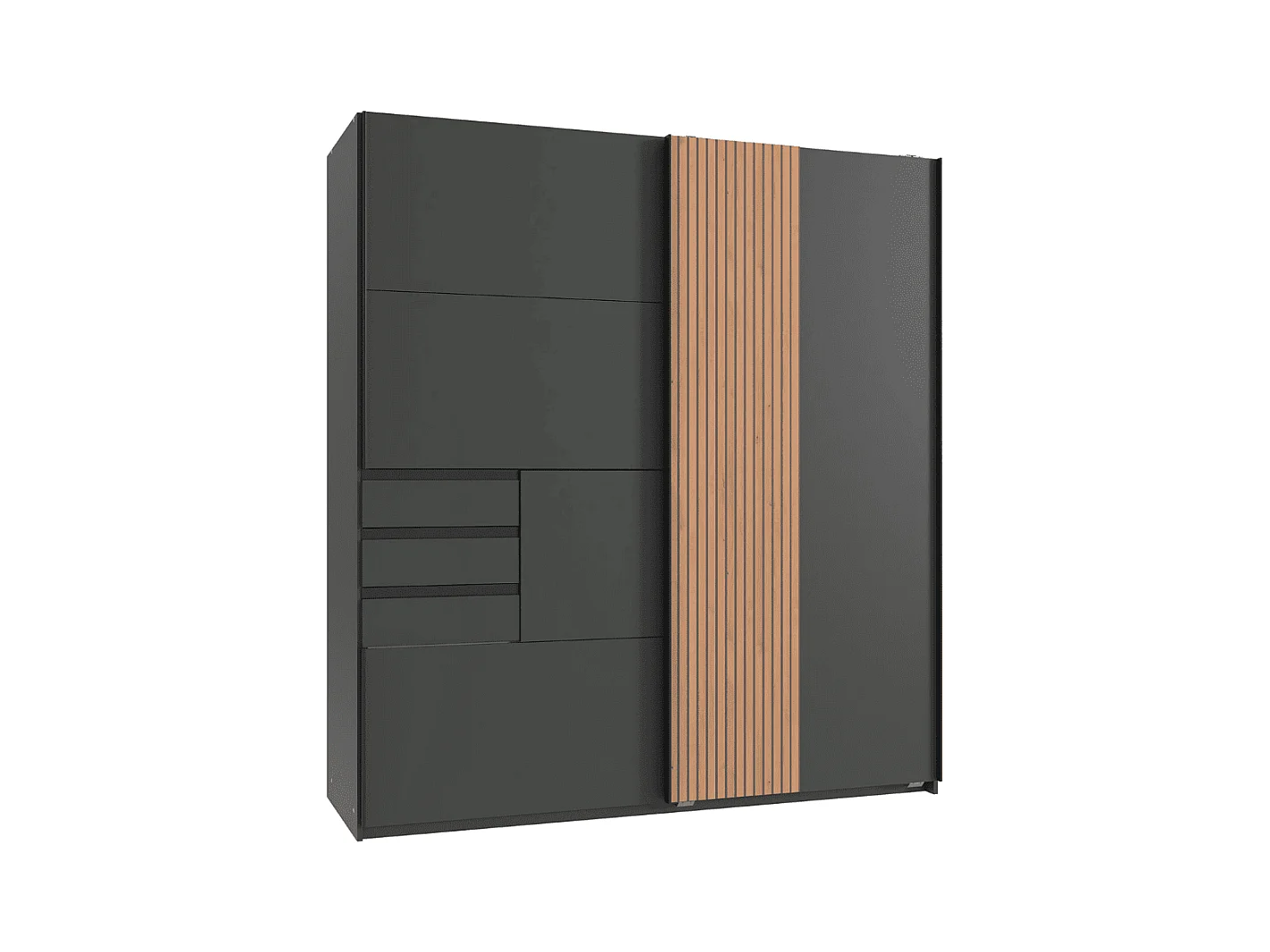 Armoire 2 portes coulissantes avec 3 tiroirs L180 cm - COBURG
