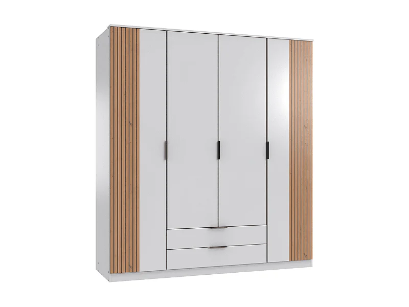 Armoire 4 portes battantes et 2 tiroirs L180 cm - LUEBECK