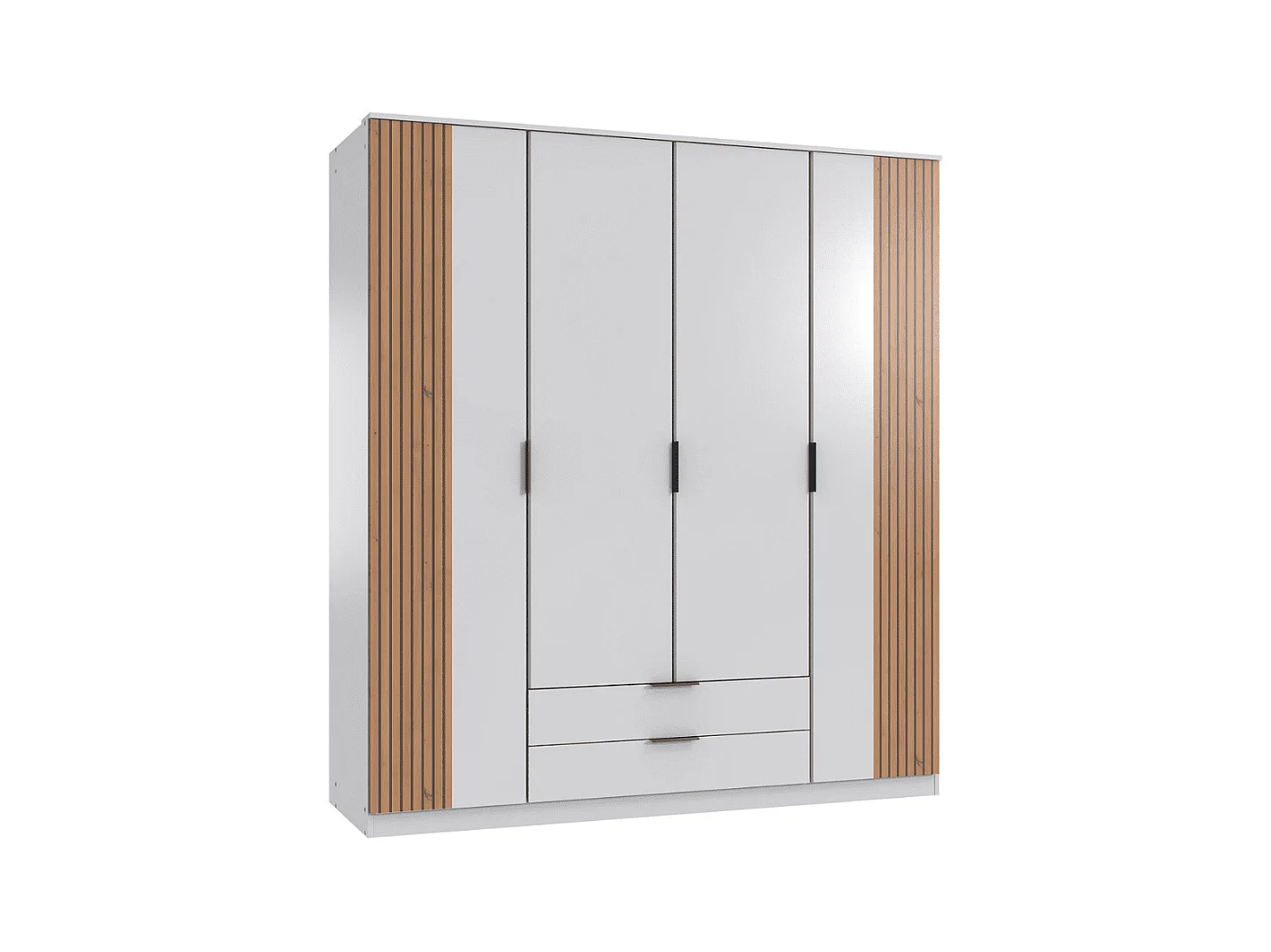 Armoire 4 portes battantes et 2 tiroirs L180 cm - LUEBECK