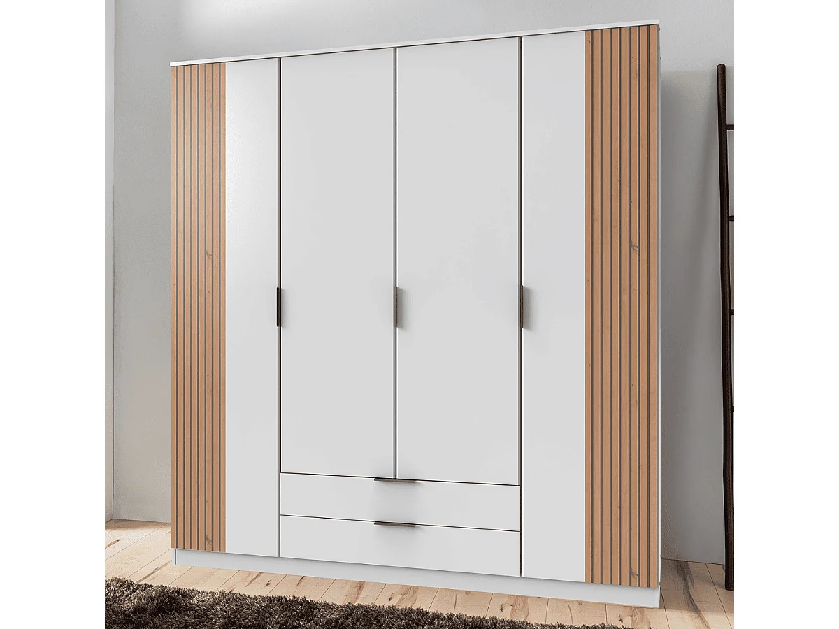 Schrank 4 Drehtüren und 2 Schubladen L180 cm - LUEBECK