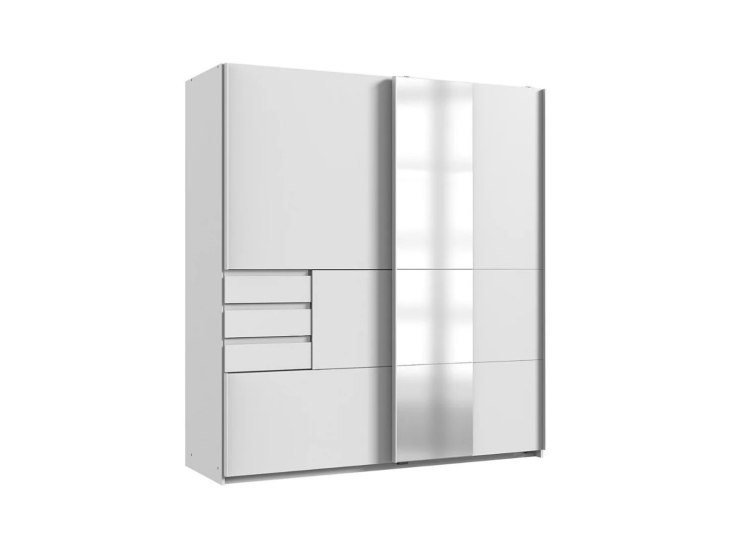 Armoire 2 portes coulissantes avec 1 miroir et  tiroirs L180 cm - BAMBERG