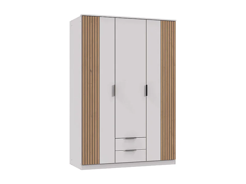 Armoire 3 portes battantes et 2 tiroirs L135 cm - LUEBECK