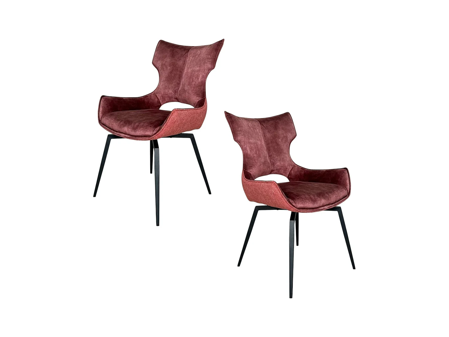 Chaise pivotante rose bi-matière, dossier en T (lot de 2) LOMBARDIE