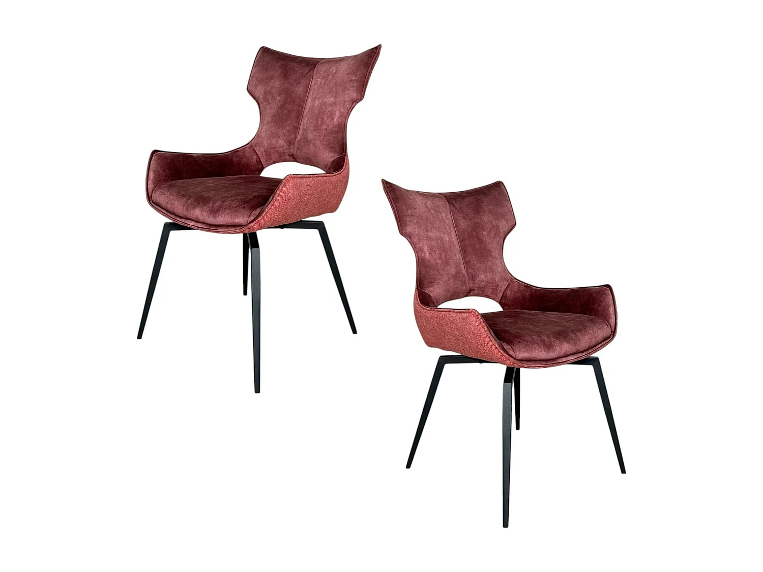 Chaise pivotante rose bi-matière, dossier en T (lot de 2) LOMBARDIE