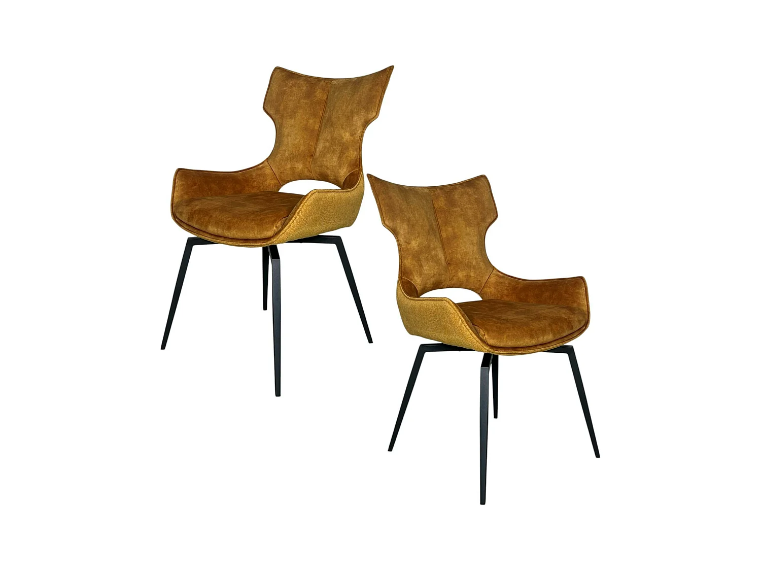 Chaise pivotante dorée bi-matière, dossier en T (lot de 2) LOMBARDIE