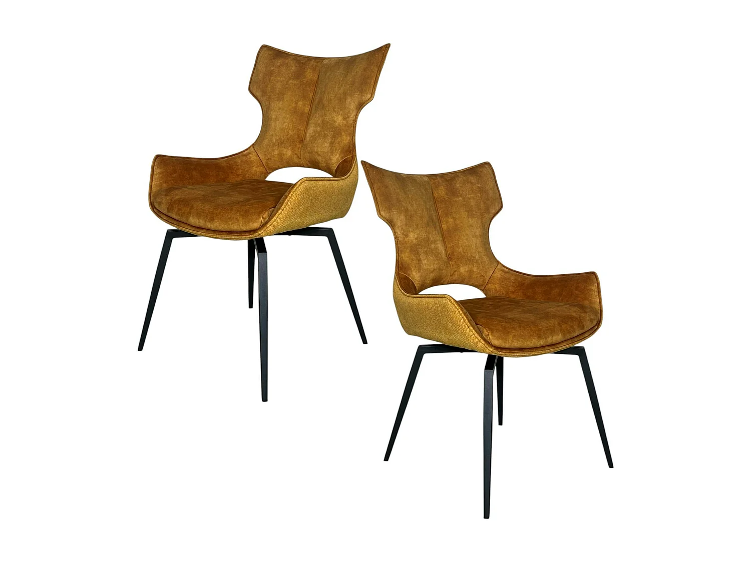 Chaise pivotante dorée bi-matière, dossier en T (lot de 2) LOMBARDIE