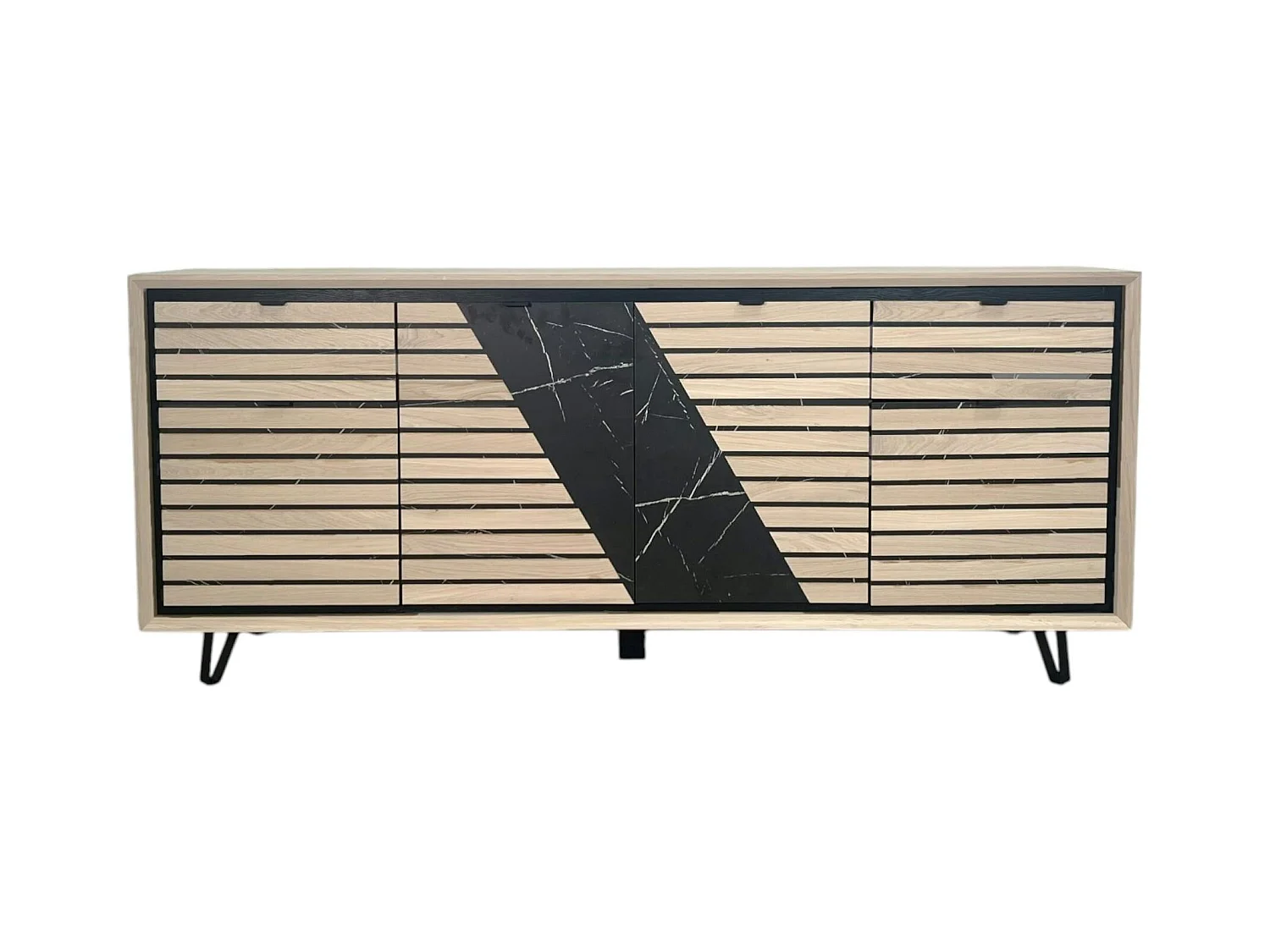 Enfilade 4 portes chêne blanc décor graphique ESSEN