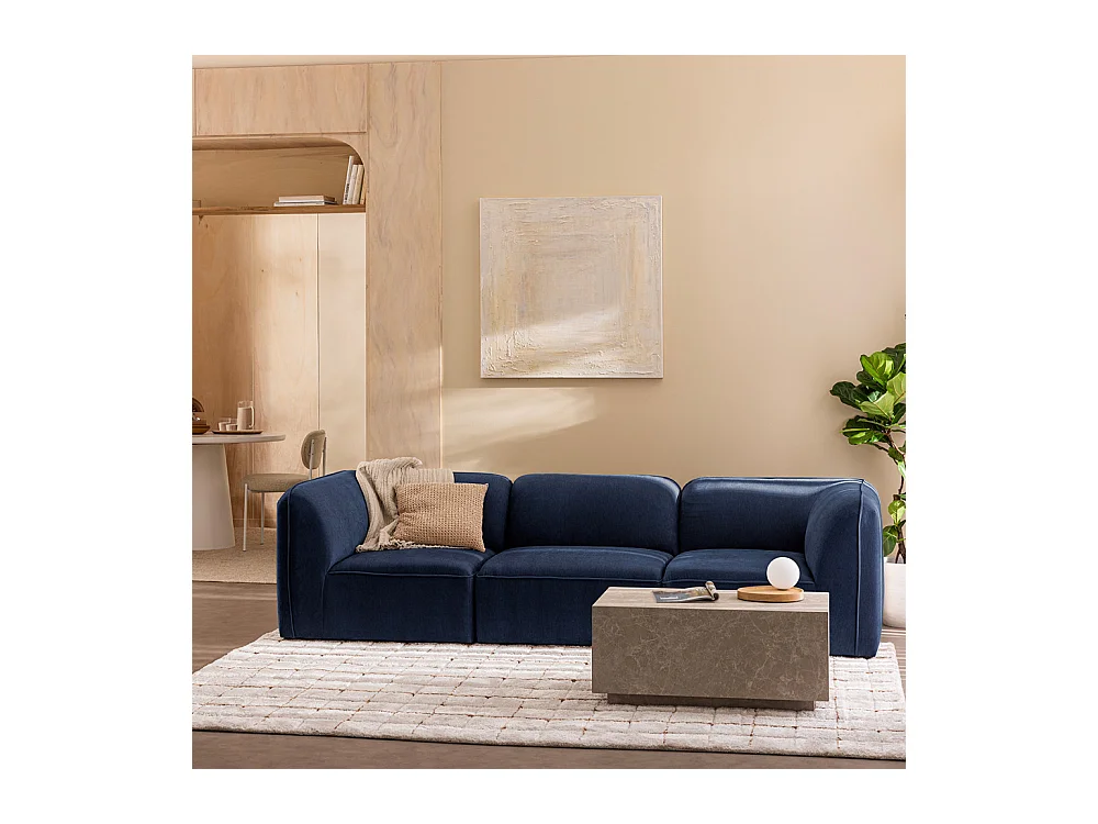 Noor - Angle réversible pour canapé modulable en tissu - Bleu marine