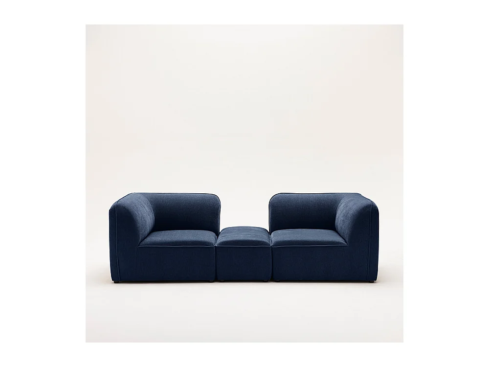 Noor - Angle réversible pour canapé modulable en tissu - Bleu marine