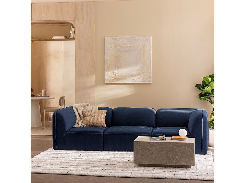 Noor - Angle réversible pour canapé modulable en tissu - Bleu marine