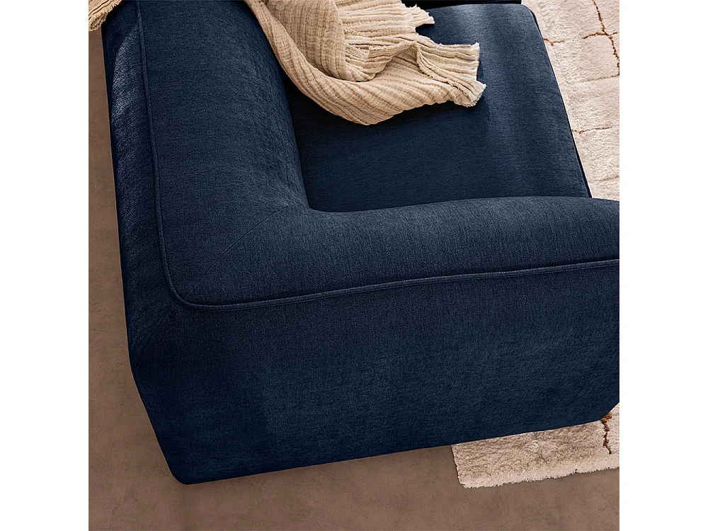 Noor - Angle réversible pour canapé modulable en tissu - Bleu marine