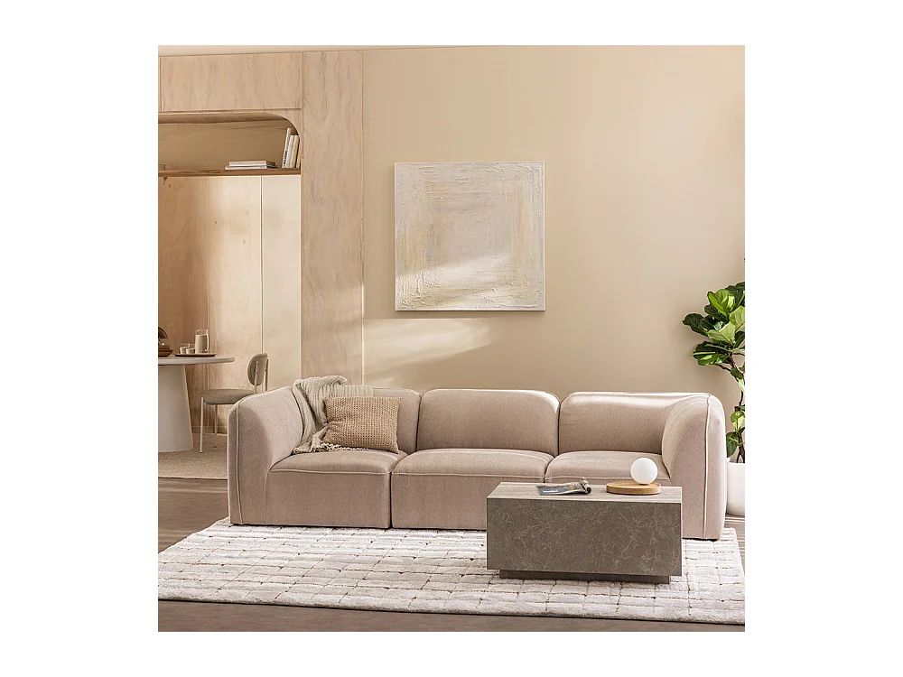 Noor - Angle réversible pour canapé modulable en tissu - Beige