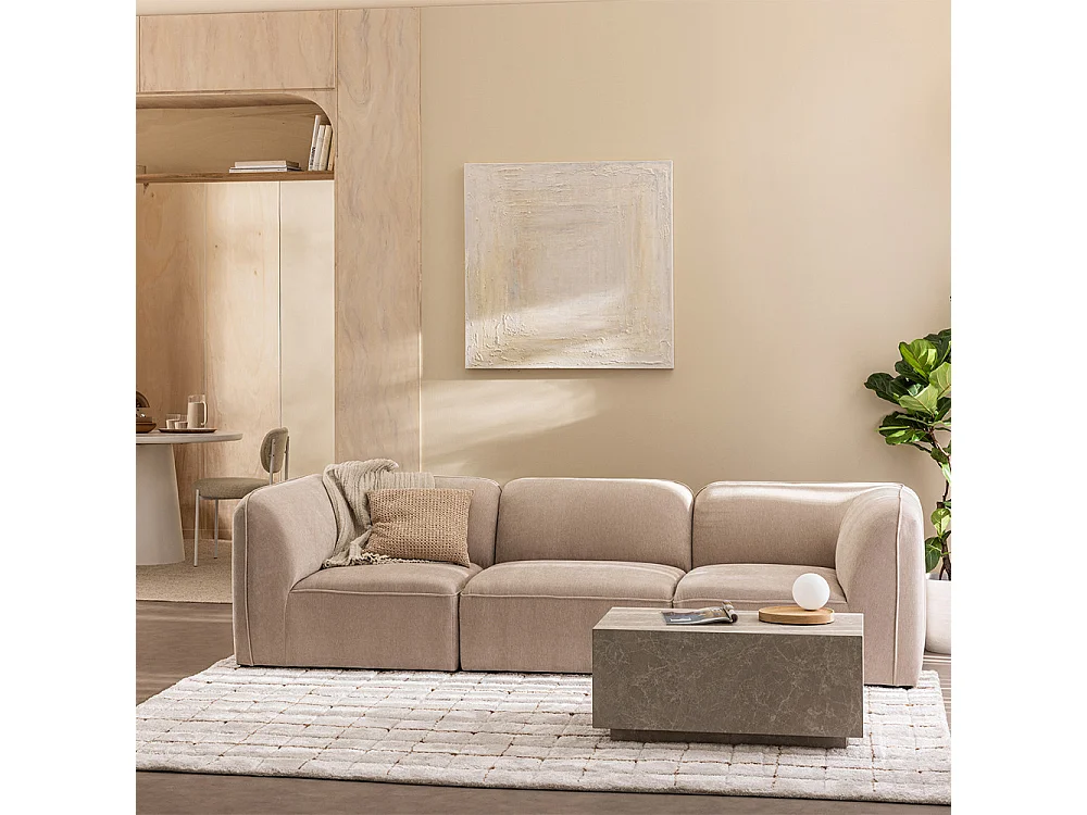 Noor - Angle réversible pour canapé modulable en tissu - Beige