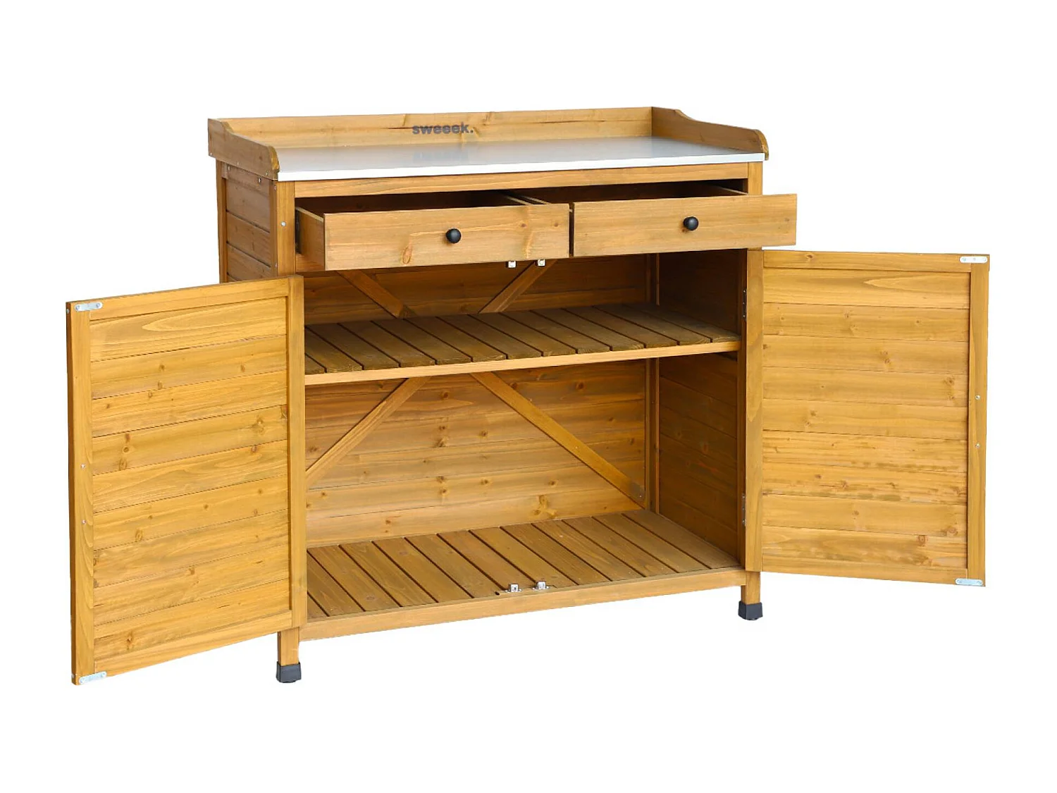 Meuble de rangement. table de rempotage en bois avec 2 portes et 2 tiroirs. L 102 x P 52.8 x H 103.5cm