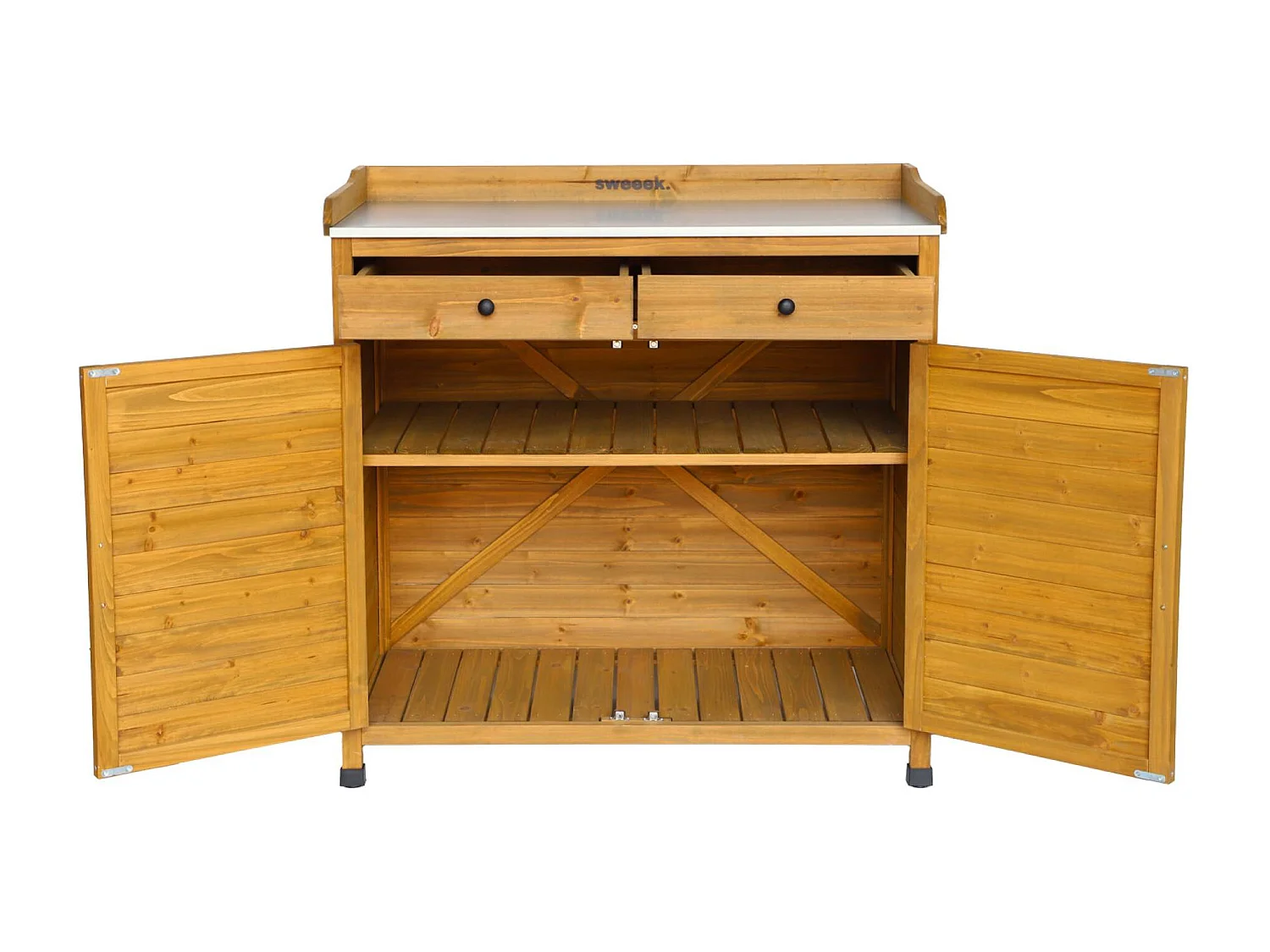 Meuble de rangement. table de rempotage en bois avec 2 portes et 2 tiroirs. L 102 x P 52.8 x H 103.5cm