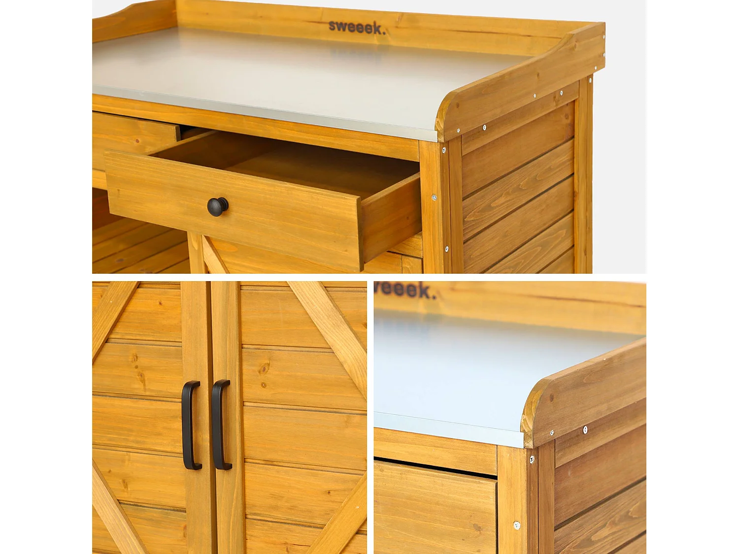 Meuble de rangement. table de rempotage en bois avec 2 portes et 2 tiroirs. L 102 x P 52.8 x H 103.5cm