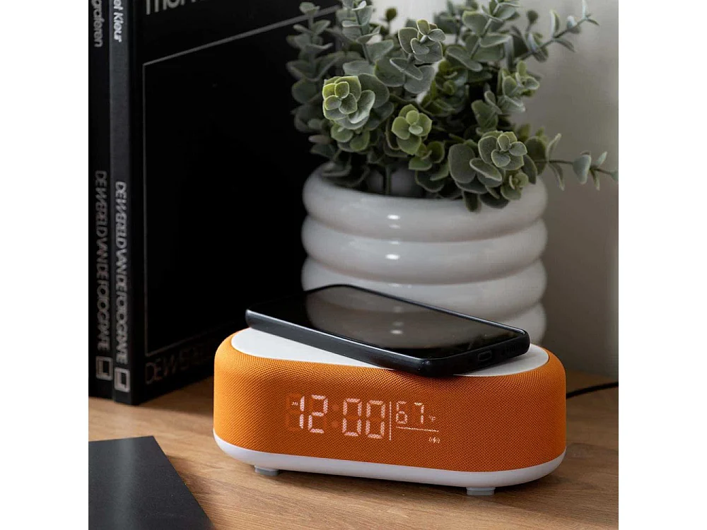 Reveil avec chargeur induction et enceinte Bluetooth Vogue Orange