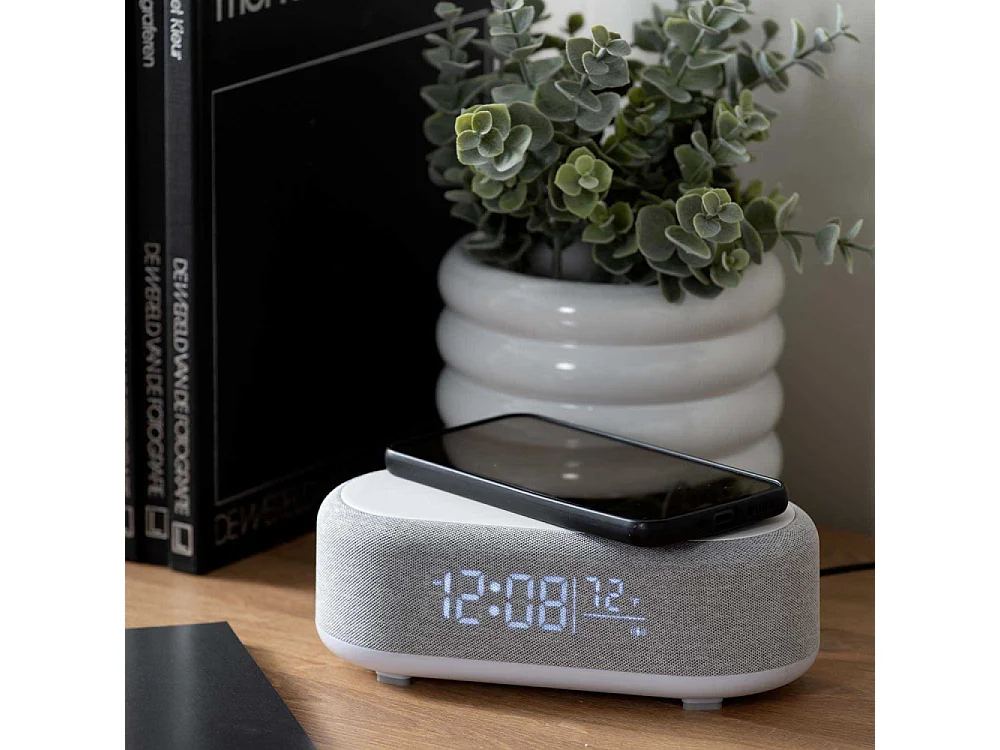 Reveil avec chargeur induction et enceinte Bluetooth Vogue