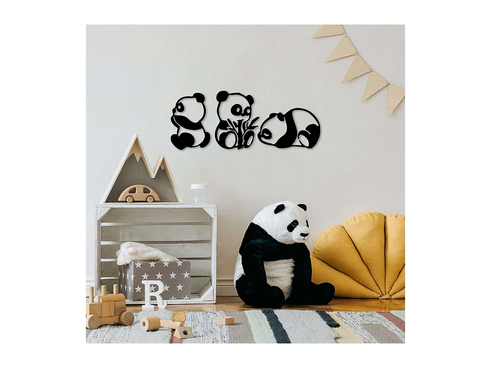 Accesorio decorativo de pared – 18 x 26 cm, 20 x 27 cm, 28 x 18 cm – negro – metal