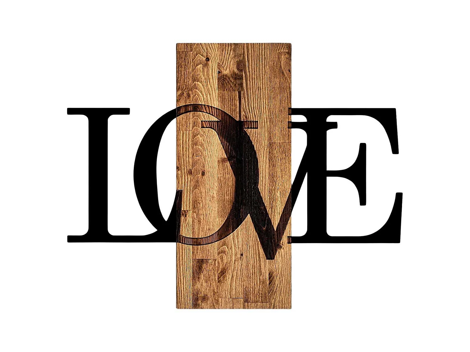 Décoration murale en bois et métal Citation Love