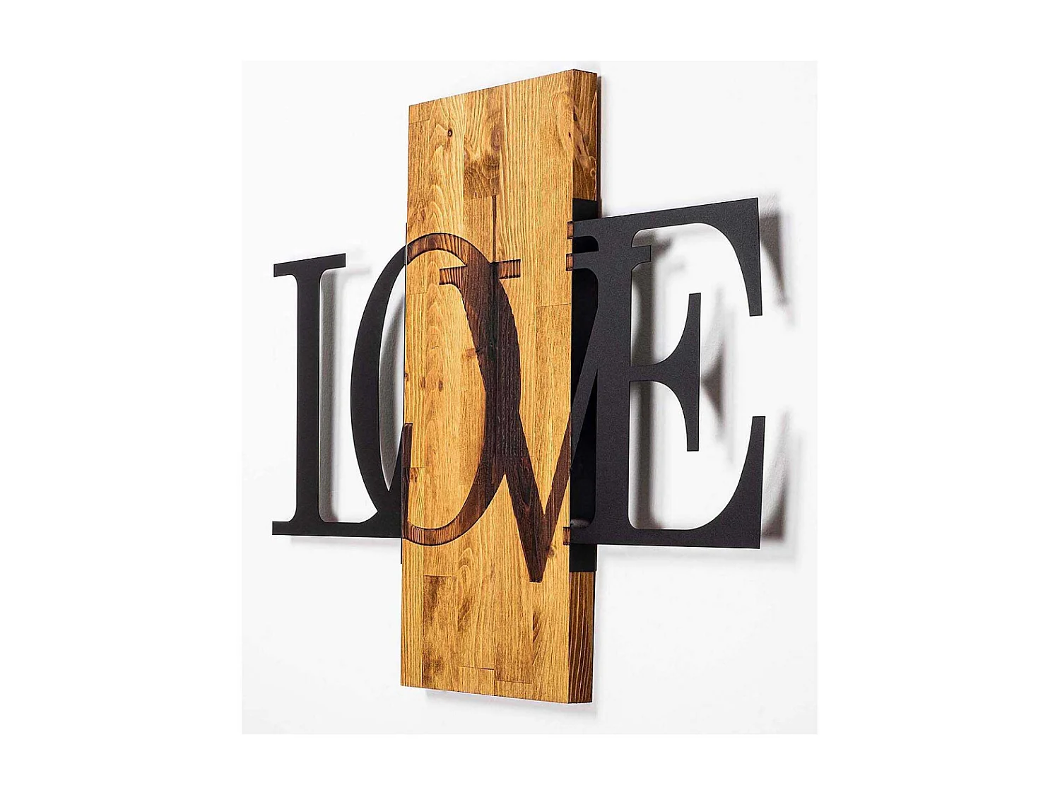 Décoration murale en bois et métal Citation Love