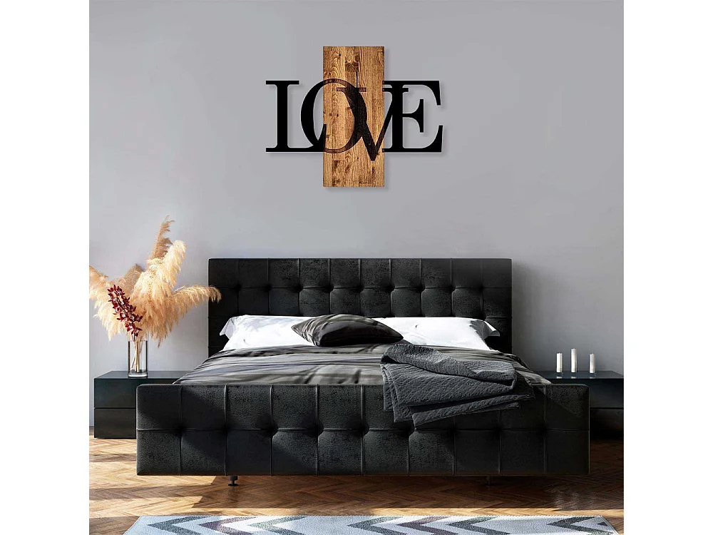 Décoration murale en bois et métal Citation Love