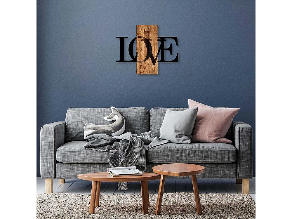 Décoration murale en bois et métal Citation Love