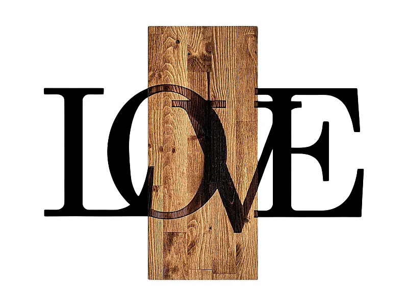 Décoration murale en bois et métal Citation Love