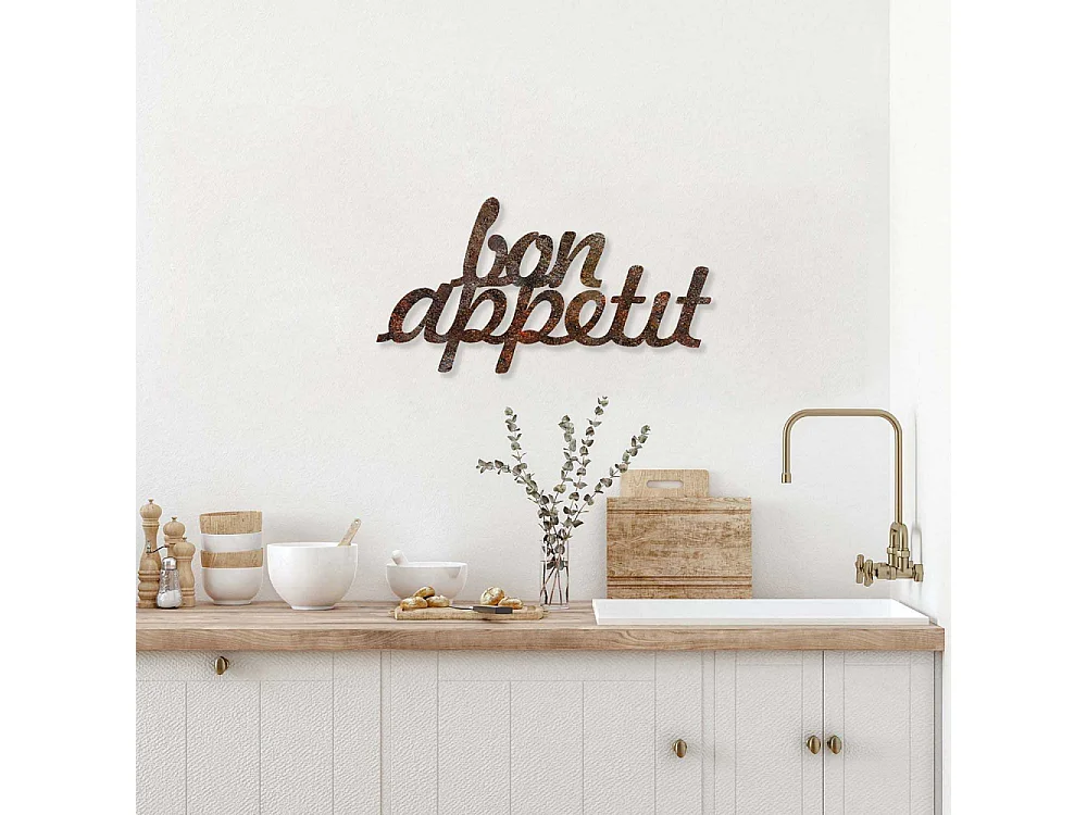 Decoration murale en métal Citation Bon Appetit