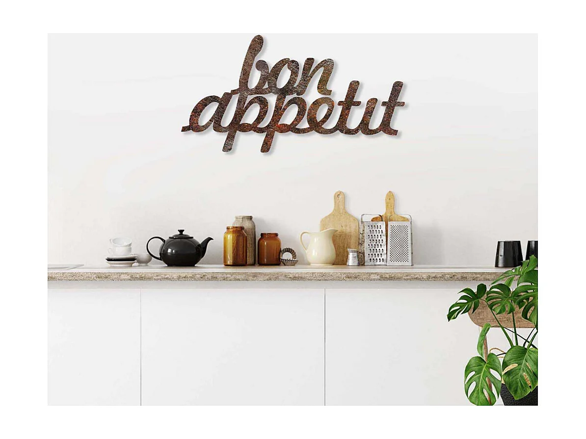 Decoration murale en métal Citation Bon Appetit